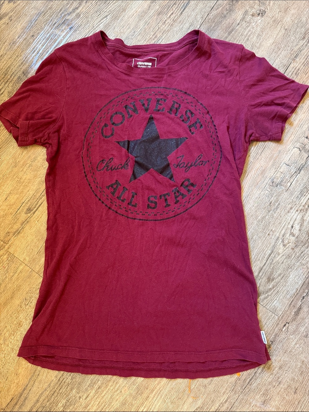 Converse Women's Burgundy Short Sleeve Tee with Black Star Logo